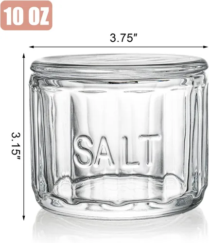 Miniatura 2 de Nicunom Paquete de 2 saleros de cristal transparente con tapa, contenedor de almacenamiento de sal, estilo retro, decoración de cocina, regalo