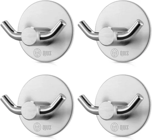 QJUZ Gancho para bata de doble punta, ganchos adhesivos, ganchos de pared resistentes, ganchos para toallas de acero inoxidable, gancho de ducha,