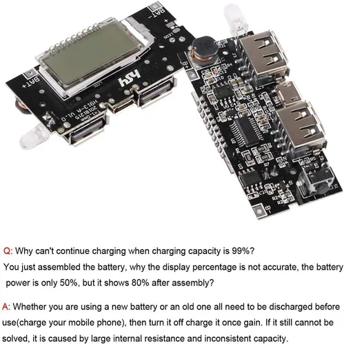 Miniatura 7 de Módulo de Carga de Batería Dual USB 18650 con Protección 4 piezas, Placa PCB de Banco de Energía, Módulo de Placa de Circuito Dual USB 5V 1A 2.1A