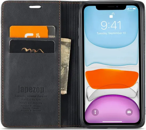 Miniatura 3 de japezop Funda compatible con iPhone 11, iPhone 11 con bloqueo RFID, soporte de tarjetero, funda de cuero con tapa para iPhone 11 de 6.1 pulgadas