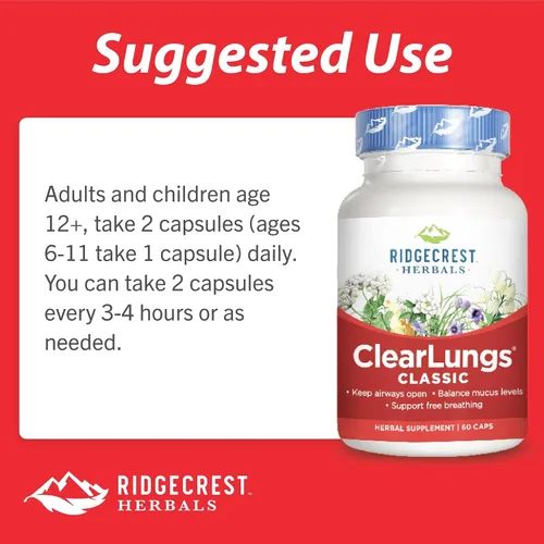 Miniatura 7 de Ridgecrest Herbal Clearlungs Classic Red Label - 60 cápsulas (paquete de 3)
