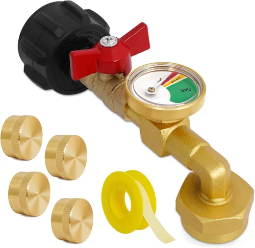 Adaptador de Recarga de Propano para Tanques de 1 Libra, Adaptador de Propano de 20 libras a 1 libra Convertidor con Válvula Medidora, Adaptador de