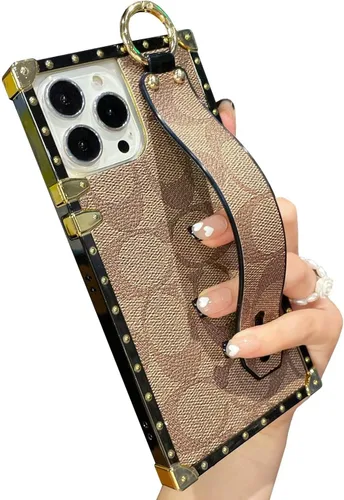 Miniatura 21 de Funda Rectangular de Cuero de Lujo para Teléfono Diseñada para Samsung Galaxy S23 Ultra Funda Linda con Correa de Muñeca Anti Caídas Protectora