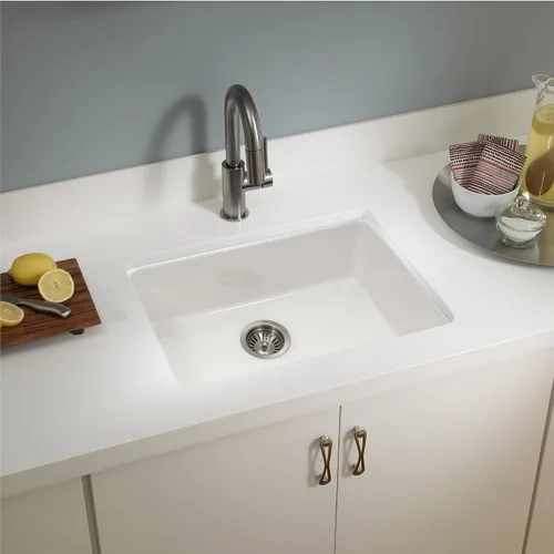 Miniatura 3 de Houzer Platus Fireclay Series Farmhouse - Fregadero de cocina de 24 pulgadas con un solo tazón, duradero, resistente a las astillas y a las grietas