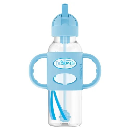 Miniatura 9 de Dr. Brown's Milestones - Vaso entrenador con popote estrecho y asas de silicona 100%, a prueba de derrames, con popote ponderado, 8 onzas/250 mL