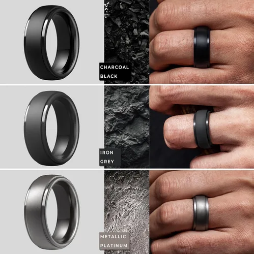 Miniatura 73 de ThunderFit Anillos de boda de silicona para hombre, 0.394 in de ancho y 0.098 in de grosor, paquete múltiple de variedad 1-7