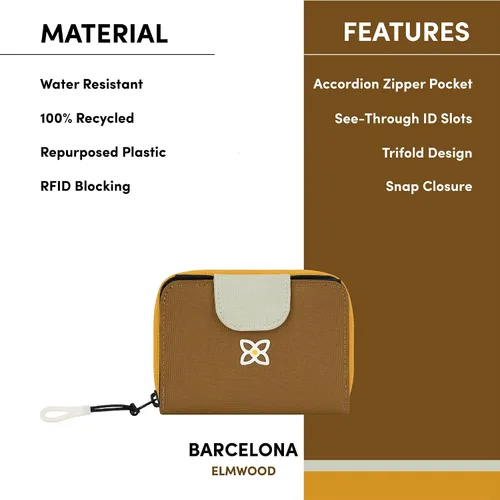 Miniatura 19 de Sherpani Barcelona, pequeña cartera de nailon plegable con bolsillo con cremallera para mujer, bolsa de viaje, protección RFID