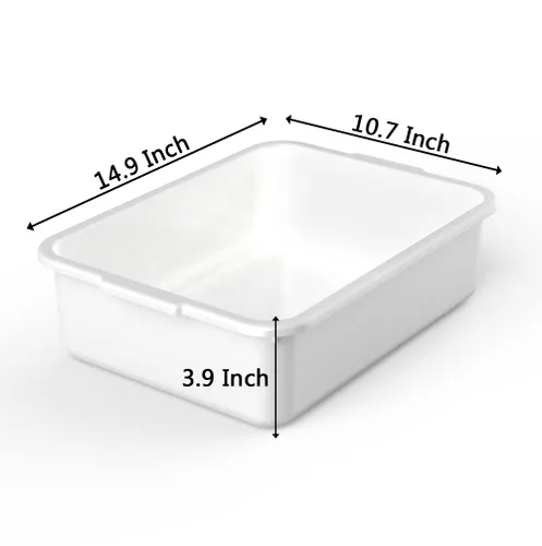 Miniatura 2 de 5 paquetes de cajas/bolsas de tinas de autobús comerciales, contenedor de almacenamiento de plástico blanco con asas/lavabo (8 litros)