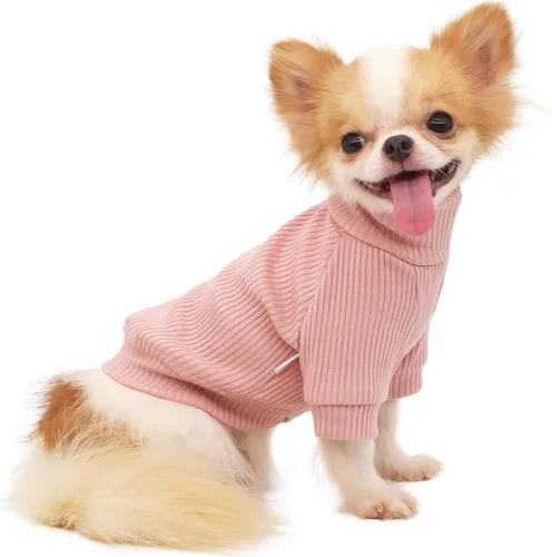 Miniatura 12 de LOPHIPETS Suéteres de cuello alto para perros pequeños, ropa para cachorros Chihuahua, rosa claro brillante, M