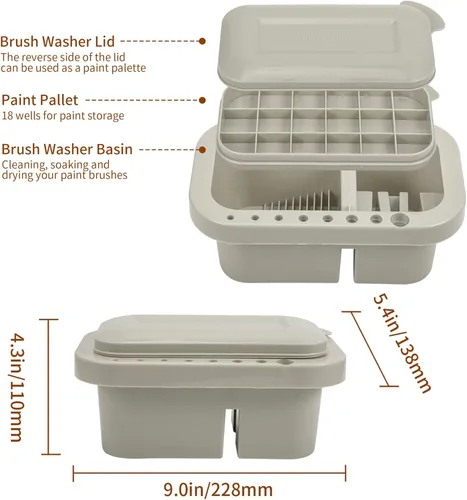 Miniatura 5 de MyLifeUNIT Limpiador de pinceles, soporte para pinceles y organizadores con paleta para acrílico, acuarela y pinturas a base de agua (gris)