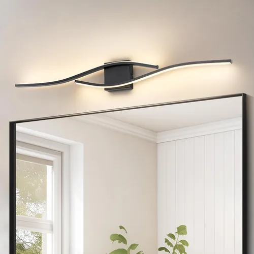 Miniatura 13 de Joossnwell Lámpara de tocador de baño, moderna lámpara de baño sobre espejo de 31.5 pulgadas, barra de luz negra regulable 5CCT, luces LED de Negro