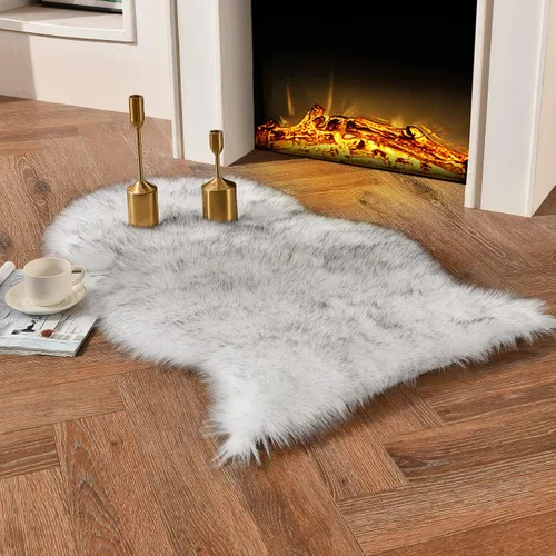 Miniatura 46 de duduta - Alfombra de pelo de oveja sintética verde esmeralda de 2 x 3 pies, alfombra esponjosa lavable para cabecera de cama pequeña, dormitorio