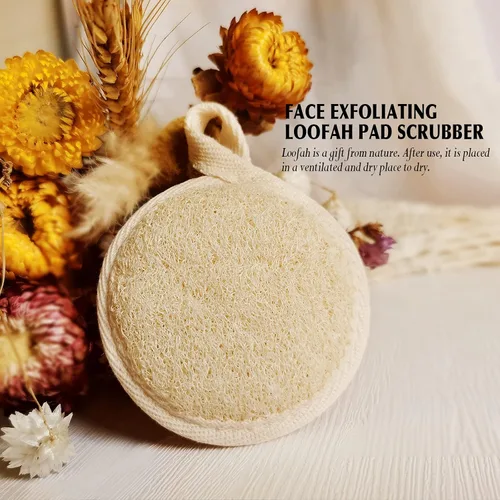 Miniatura 5 de YIQINGJIE Exfoliante de lufa natural (paquete de 4), almohadillas de lufa facial, limpia puntos negros sin dañar la piel, luffa para mujeres