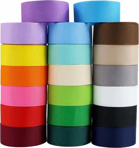 Cintas de tela de grogrén de 1 pulgada, 20 colores x 2 yardas cada uno en total de 40 yardas, cintas de boutique para envolver regalos, accesorios