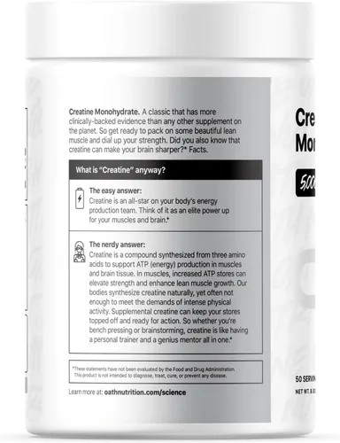 Miniatura 2 de Oath Nutrition Monohidrato de creatina ultra micronizada en polvo, sin sabor, sin gluten, sin OMG, creatina en polvo para mujeres y hombres, 0.18 oz