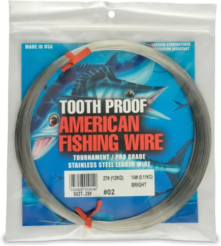 Miniatura 93 de AFW Alambre Líder Duro de Una Hebra de Acero Inoxidable a Prueba de Dientes - Brillante y Camuflaje para Tiburón, Barracuda, Caballa Real, Wahoo