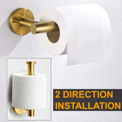 Miniatura 2 de Nolimas Soporte de papel higiénico dorado SUS304 Acero inoxidable medio abierto redondo montado en la pared antioxidante baño hotel 5 pulgadas TP