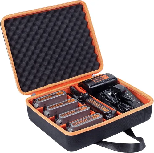 khanka Soporte de caja de almacenamiento de batería dura, funda de transporte de repuesto para batería Black+Decker 20v/40v Max XR y cargador -