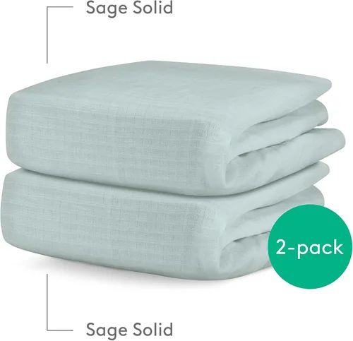 Miniatura 8 de Newton Baby Sábanas bajeras para cuna pequeña (paquete de 2) Sábanas de algodón de muselina orgánico, transpirables y suaves, sábanas de colchón