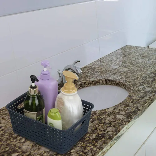 Miniatura 5 de Sandmovie Cestas de almacenamiento de tejido de plástico para cocina y baño, color azul marino, 6 paquetes