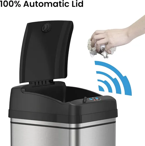 Miniatura 2 de iTouchless Latas de cocina con sensor automático sin contacto de 13 galones y 2.5 galones con sistema de control de olores, acero inoxidable