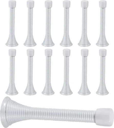 Miniatura 17 de KISEER Paquete de 12 topes de puerta de resorte de 3 1/4 pulgadas, flexibles y resistentes, con puntas de parachoques de goma a prueba de óxido