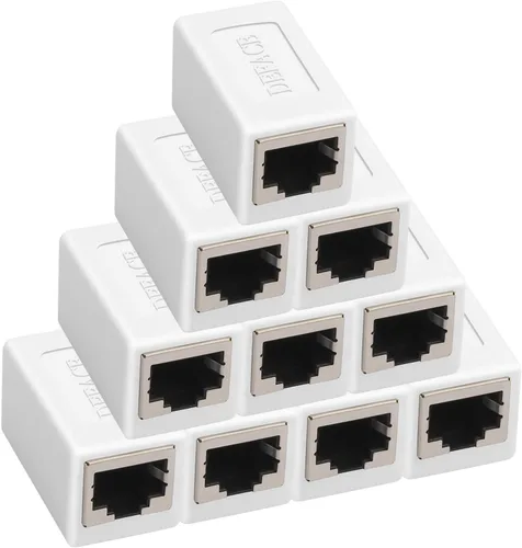 DEFACE Acoplador RJ45 Cat8 Cat7 Cat6 Cat5 Adaptador Extensor de cable Ethernet Conector LAN en línea Acoplador hembra a hembra 10 piezas Blanco