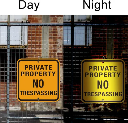 Miniatura 3 de Señal grande de propiedad privada No Trespassing (4 unidades), metal de aluminio reflectante, resistente a la intemperie al aire libre