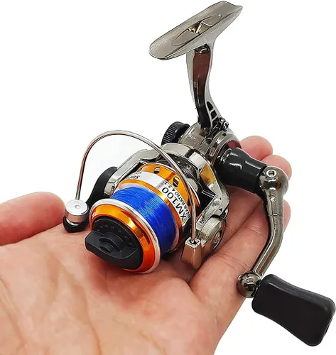 Miniatura 2 de Mini 100 ruedas pequeñas 4.3:1 Carrete de metal de aluminio carrete de pesca para cañas grandes y pequeñas y barras de pluma de agua dulce y pesca
