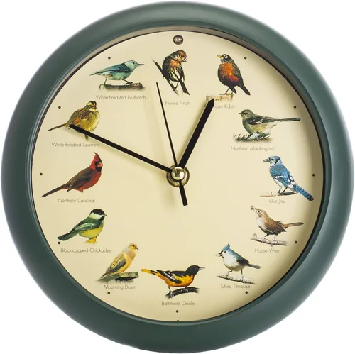 Miniatura 4 de Mark Feldstein, The Original Singing Bird Clock, 8 pulgadas, verde