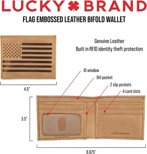 Miniatura 7 de Lucky Brand Men's Bifold Wallet ID Window Card Slots Genuine Leather Organization Durable Stylish