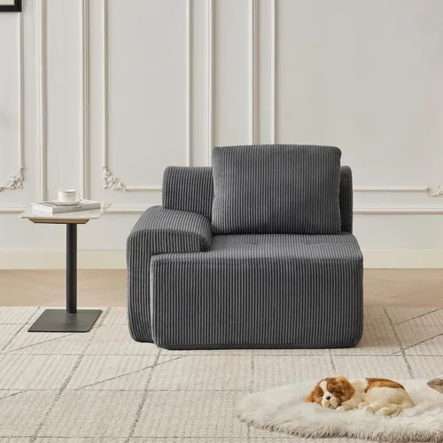 Miniatura 51 de Modular Sectional Sofa with Movable Ottoman, 1 Seat Deep Seat Couch with 1 Pillow, Comfy Cloud Sectional Sofa for Living Room, Bedroom and Apartment
