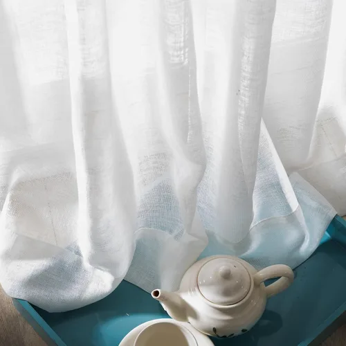 Miniatura 3 de Cortinas traslúcidas para ventana de 45 pulgadas de largo, paneles de cortinas traslúcidas semi plisadas blancas con borde negro, 26 pulgadas