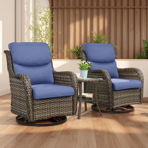 Miniatura 121 de Rilyson Mecedora de mimbre - Juego de 2 sillas mecedoras de mimbre para patio, sillas mecedoras de ratán para porche al aire libre, terraza, jardín