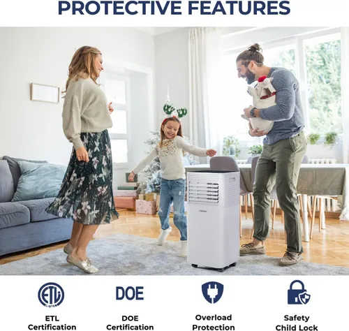 Miniatura 8 de COSTWAY - Aire acondicionado portátil, unidad de aire acondicionado de 8000 BTU para espacios de hasta 230 pies cuadrados, con control remoto