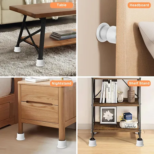 Miniatura 7 de Elevadores ajustables para muebles, elevadores de cama de 1.6 a 2.6 pulgadas, color blanco, plástico duradero y antideslizantes, elevadores de sofá