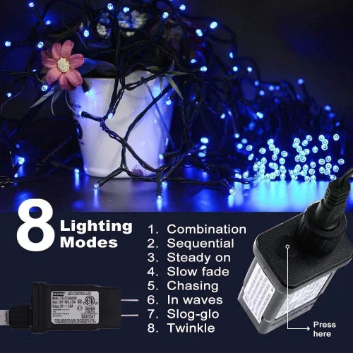 Miniatura 2 de Guirnalda de luces para decoración de Navidad, 82.0 ft, 220 LED, 8 modos, función de extremo a extremo, extensible, enchufable, impermeable