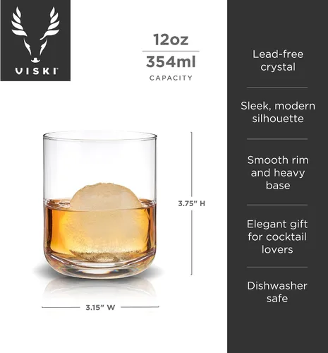 Miniatura 3 de Viski Juego de 2 vasos de whisky de cristal, cristal de alta calidad, elegantes vasos de cóctel de bola baja, juego de regalo de copa de cóctel, 12