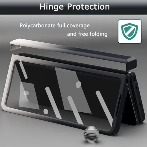 Miniatura 3 de NINKI Funda compatible con Galaxy Z Fold 4 en blanco y negro degradado con protector de pantalla y bisagra, funda protectora de cuerpo completo