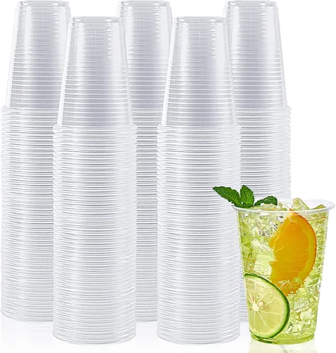 Lilymicky Paquete de 500 vasos de plástico transparente de 9 onzas, vasos desechables para fiestas de cumpleaños, pícnics, ceremonias y cualquier