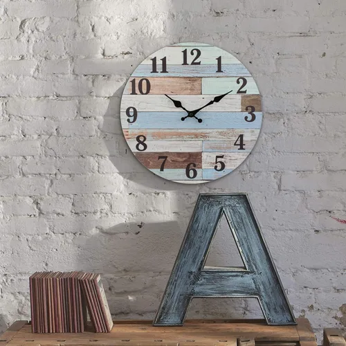 Miniatura 6 de Stonebriar - Reloj de pared de madera rústica, funciona con pilas, decoración de pared clásica de granja para la cocina, sala, dormitorio u oficina