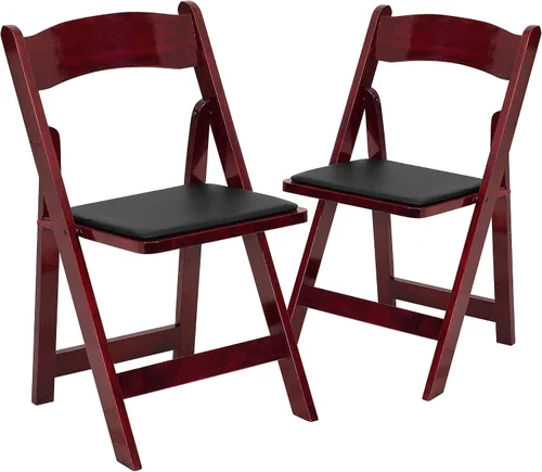 Miniatura 7 de HERCULES™ silla plegable de madera blanca, con asiento acolchado, Vidrio, Negro