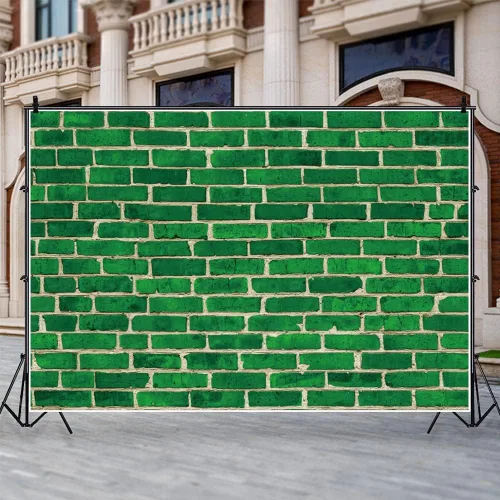 Miniatura 5 de Renaiss Telón de fondo de pared de ladrillo verde de 5 x 3 pies para fotografía, fondo de ladrillo de piedra con temática vintage, baby shower