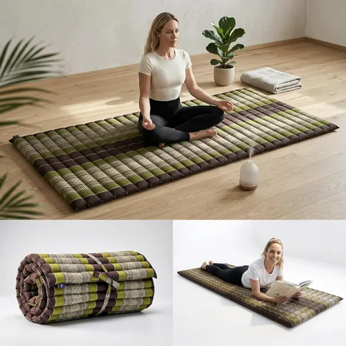 Miniatura 72 de Leewadee - Colchón plegable - Futón japonés enrollable -Alfombra de tatami triple pliegue - Cama de piso para invitados - Colchón de camping