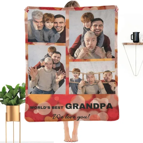 Miniatura 11 de HUGLAZY Mantas personalizadas con fotos, texto, mantas personalizadas con imagen, mantas personalizadas para papá con collage de fotos, manta