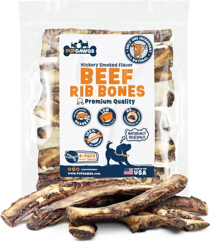 Huesos de perro de un solo ingrediente, fabricados en Estados Unidos, huesos de costilla de carne de res de 8 a 10 pulgadas, huesos naturales para