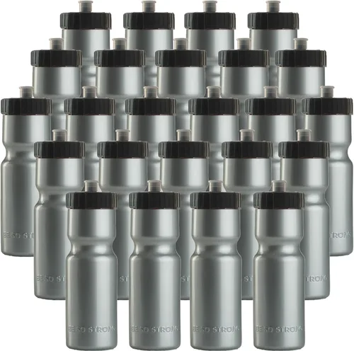 50 Strong Paquete de 24 botellas de agua a granel – Botellas deportivas sin BPA de 22 onzas con tapa superior fácil de abrir – fabricadas en Estados