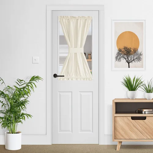 Miniatura 16 de NICETOWN Cortina negra de terciopelo para puerta de cocina/baño/patio/puerta corrediza de vidrio, aislante, con bolsillo para barra, insonorizante