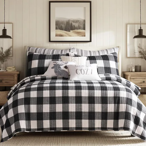 Miniatura 14 de Levtex Home - Juego de edredón Camden tamaño matrimonial (96 x 110 pulgadas) con dos fundas de almohada estándar (26 x 20 pulgadas), patrón a Azul