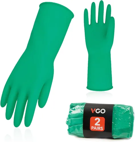 Miniatura 12 de Vgo... 1 par de guantes reutilizables para el hogar, guantes de goma para lavar platos, extragruesos, de mangas largas, para limpieza de cocina, 1